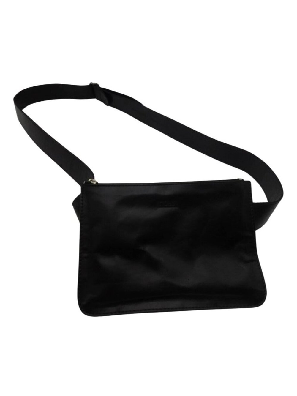 M0851 Black Leather Belt Bag Made In Canada Waist Fanny Pack XL Rugby